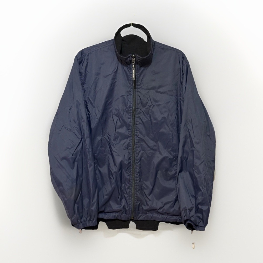 Woolrich John Rich & Bros Navy Reversible Rain Wind Jacket Men M Nylon Fleece‎